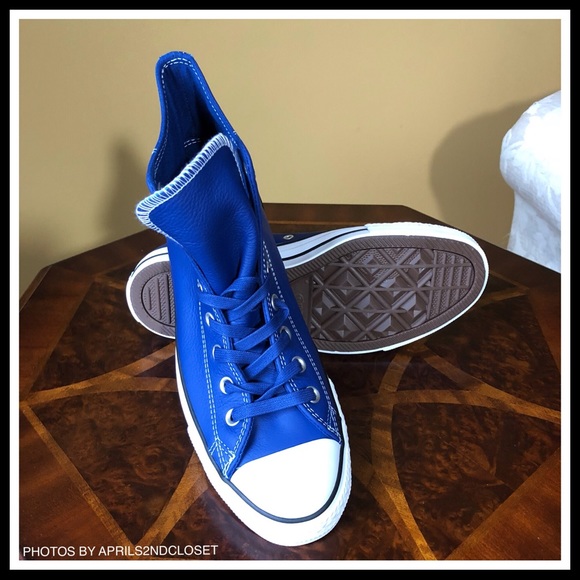 CONVERSE LEATHER HIGH TOPS CHUCK TAYLOR SNEAKERS - Picture 2 of 8